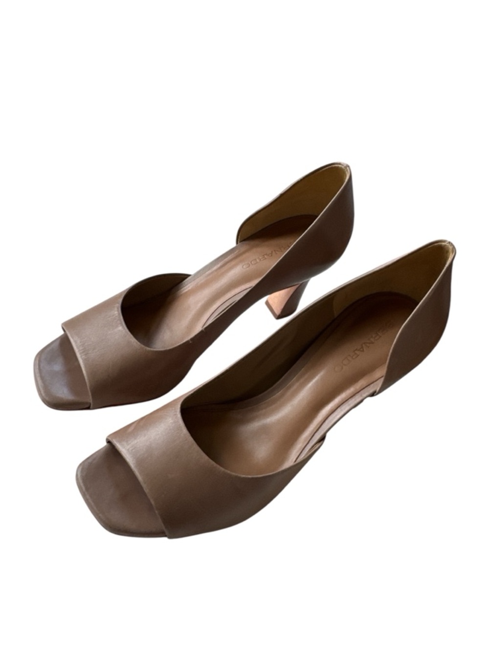 Bernardo Nieve Half D'orsay Pumps beige leather Size 9 - Picture 2 of 8